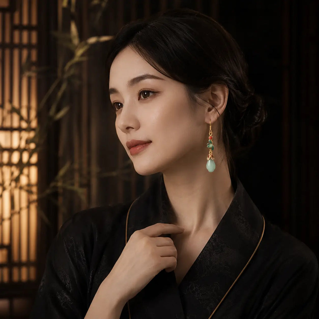 Jade Lotus Whisper Earrings