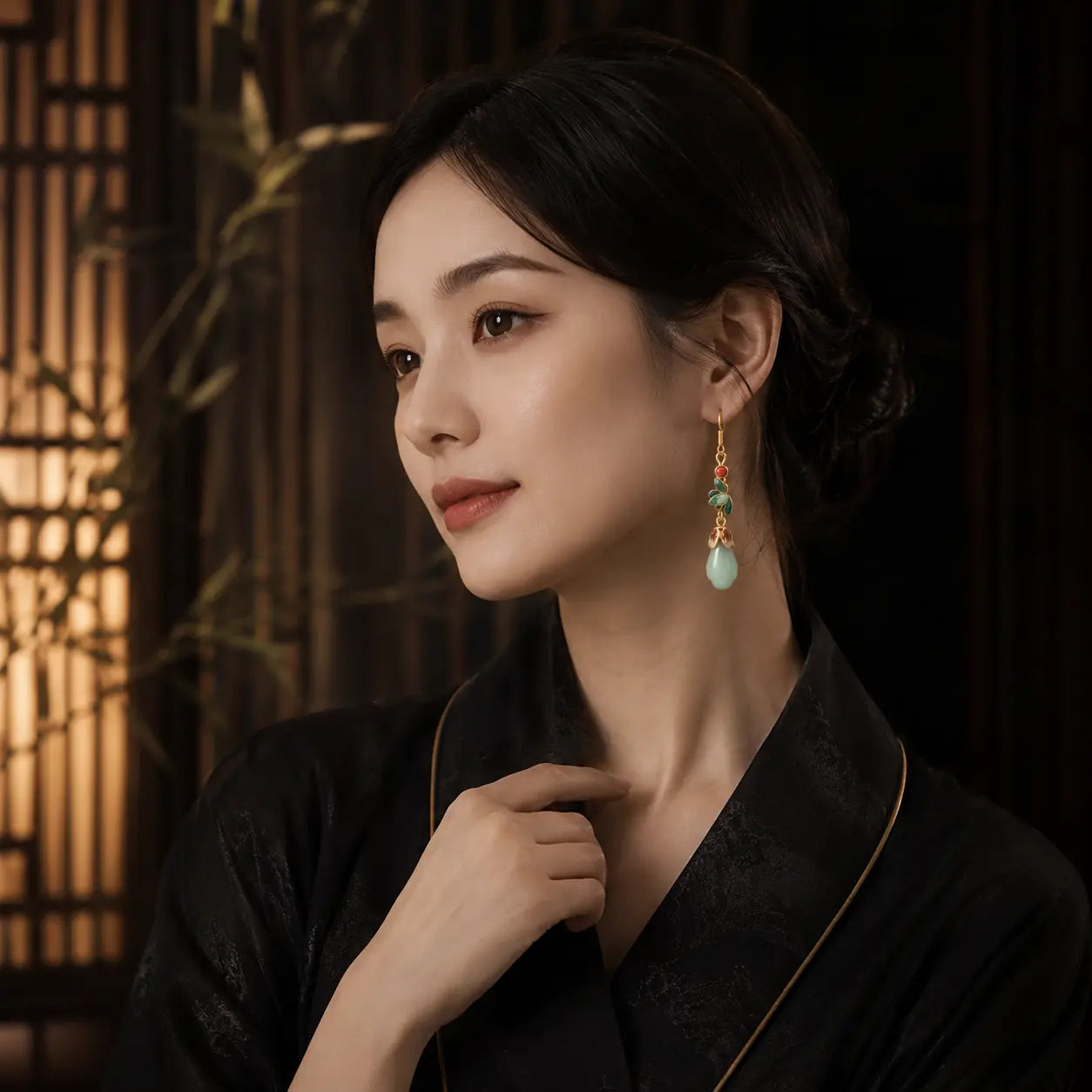 Jade Lotus Whisper Earrings