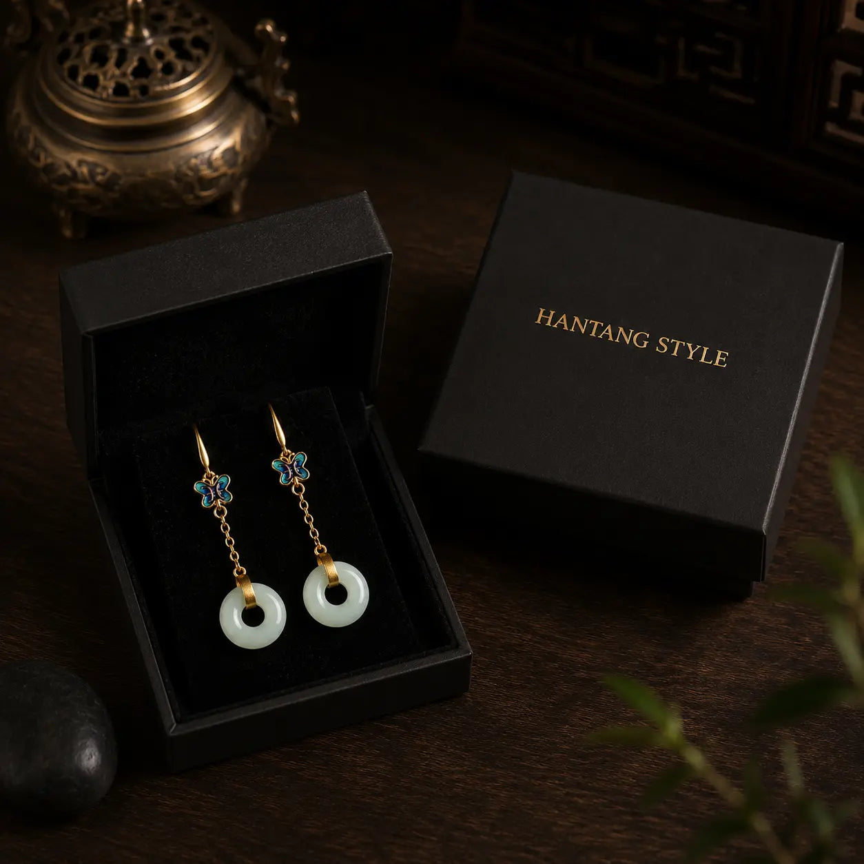 Butterfly Jade Moon Earrings