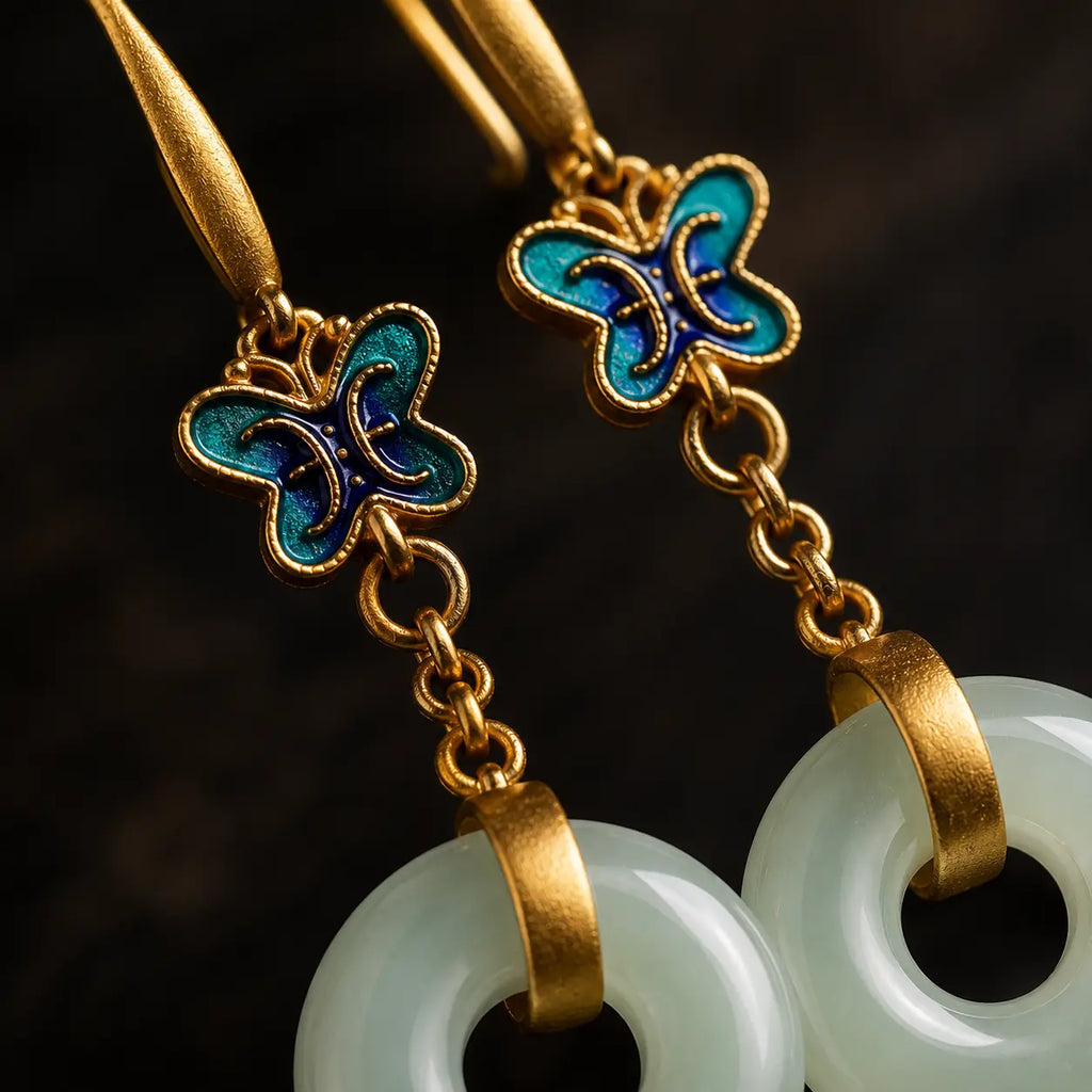 Butterfly Jade Moon Earrings