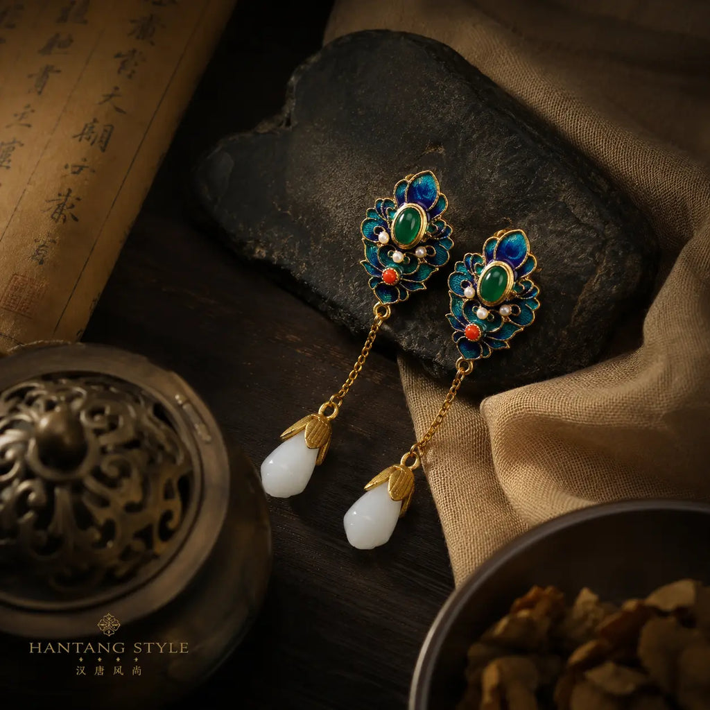 Imperial Jade Lotus Earrings