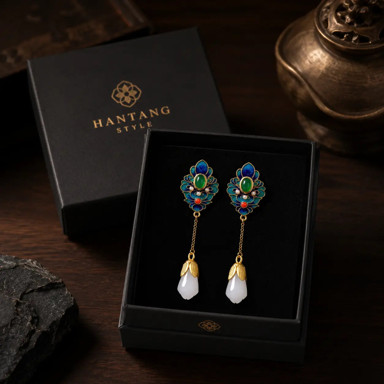 Imperial Jade Lotus Earrings