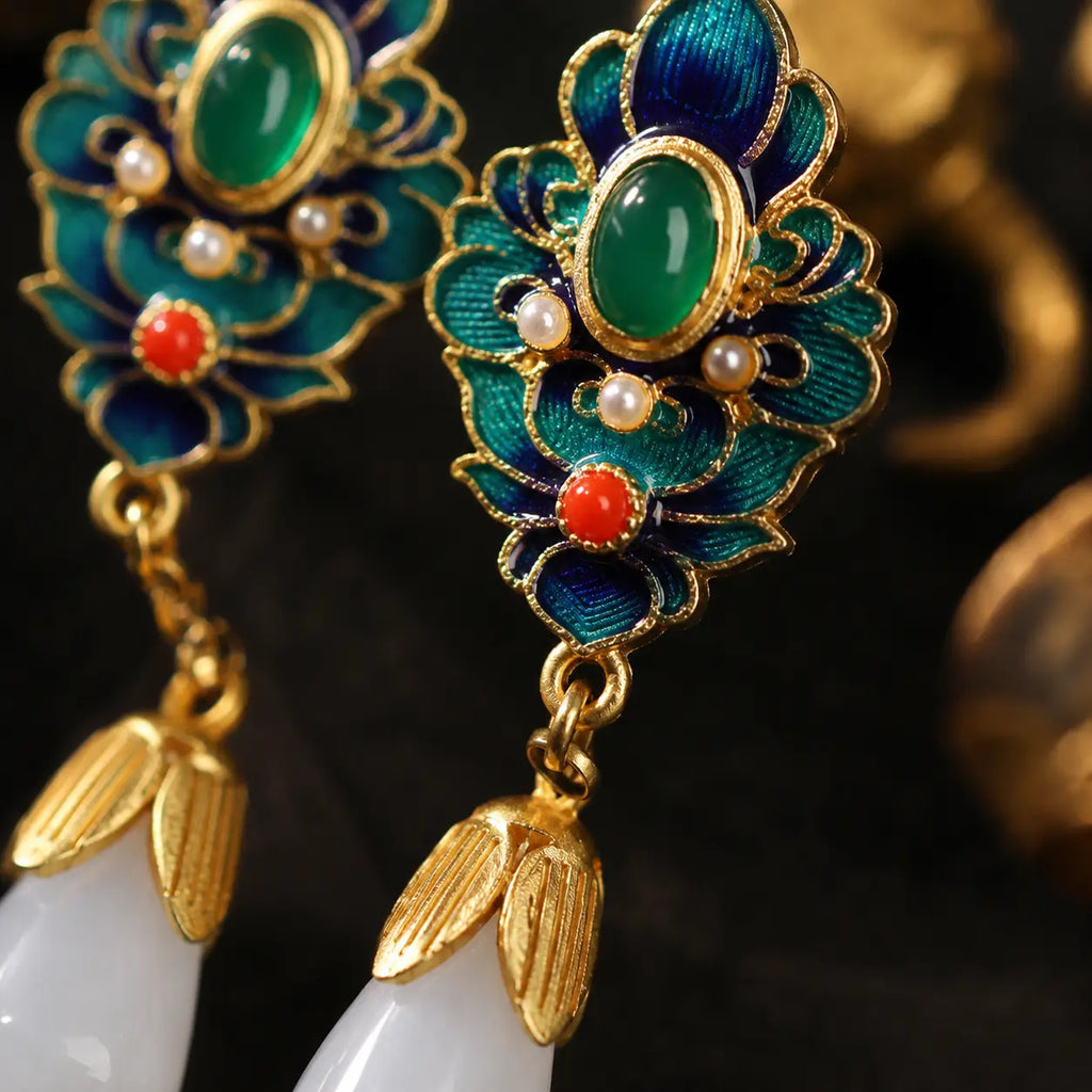 Imperial Jade Lotus Earrings