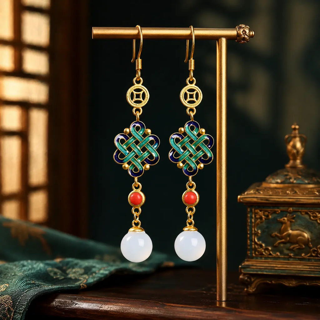 Imperial Knot Jade Earrings
