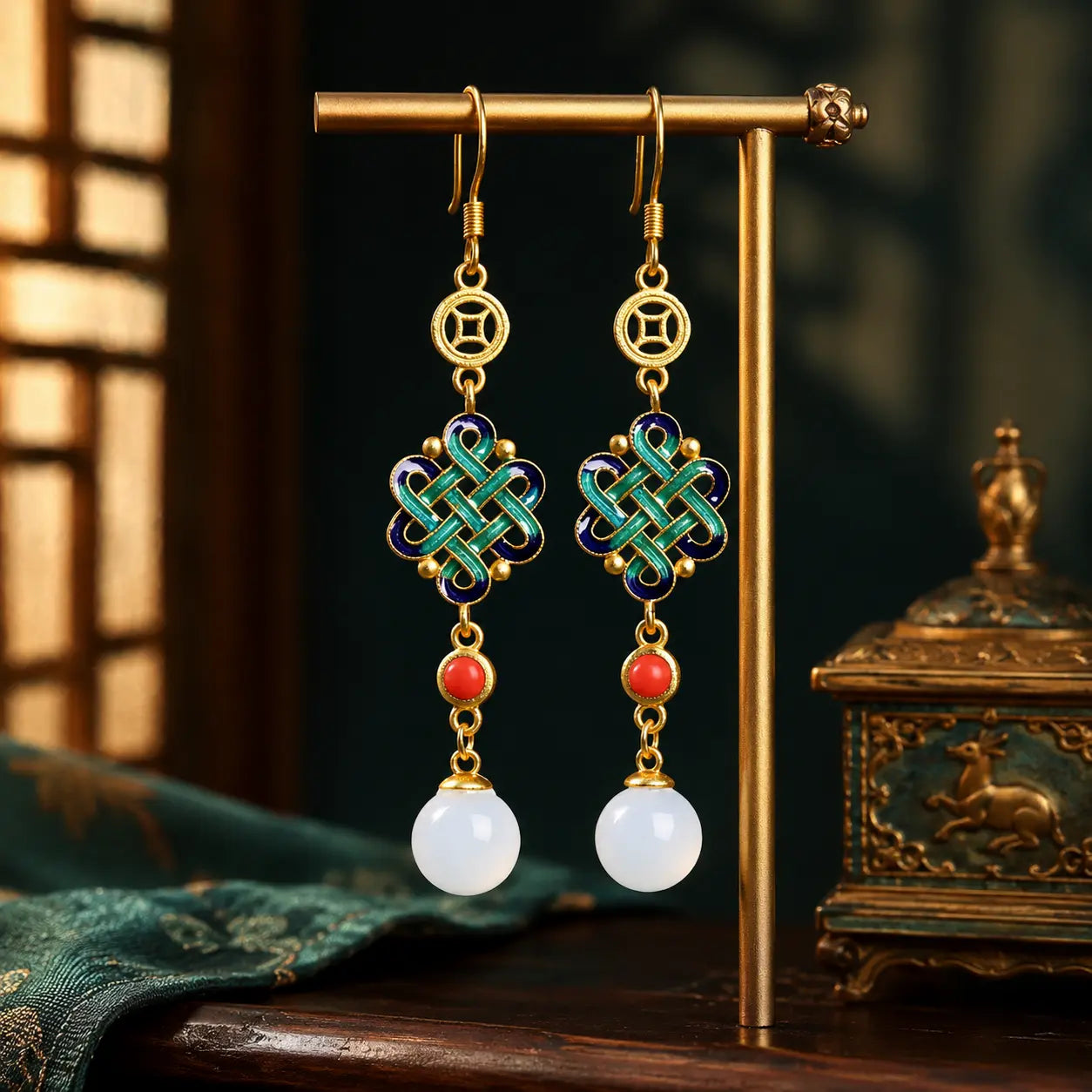 Imperial Knot Jade Earrings