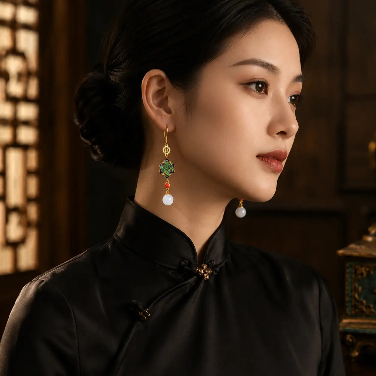 Imperial Knot Jade Earrings