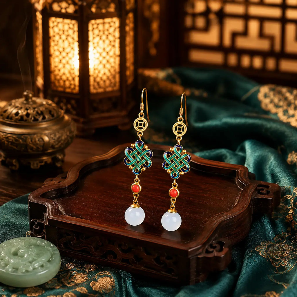 Imperial Knot Jade Earrings