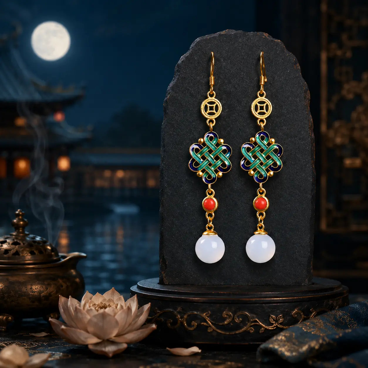 Imperial Knot Jade Earrings