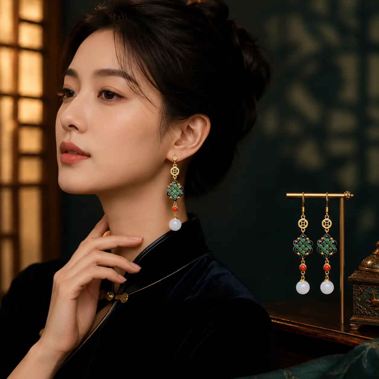 Imperial Knot Jade Earrings