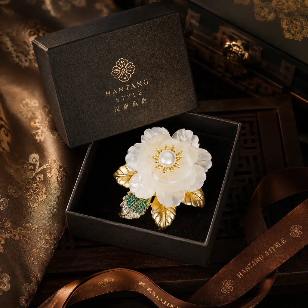 Imperial Peony Pearl Brooch