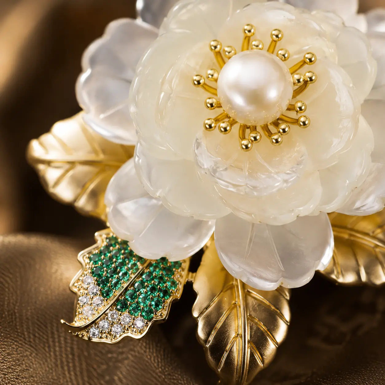 Imperial Peony Pearl Brooch