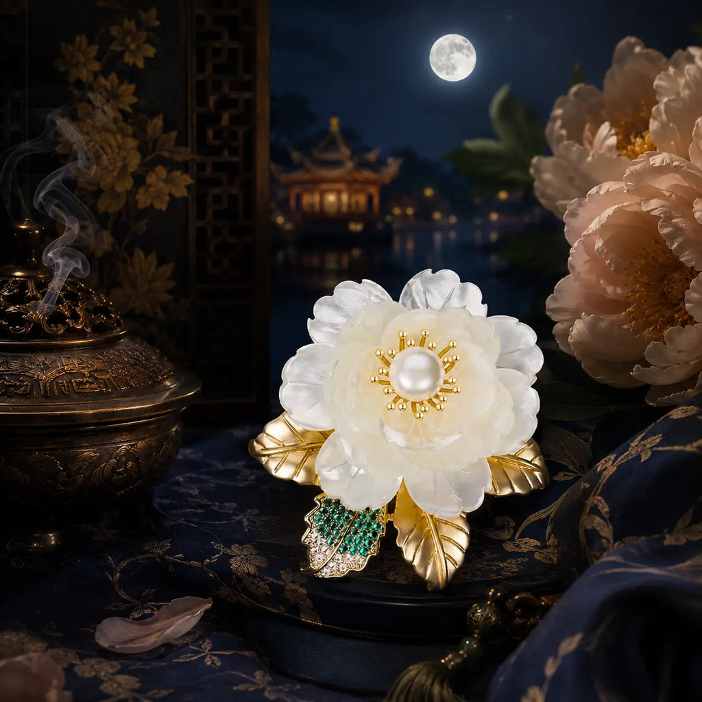 Imperial Peony Pearl Brooch