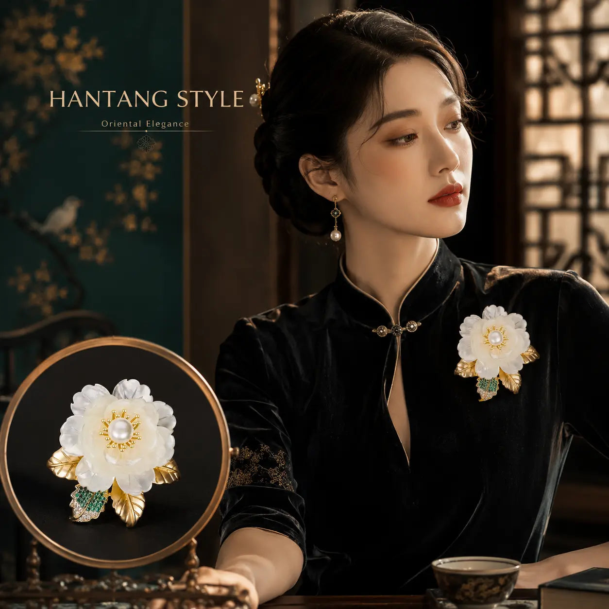 Imperial Peony Pearl Brooch