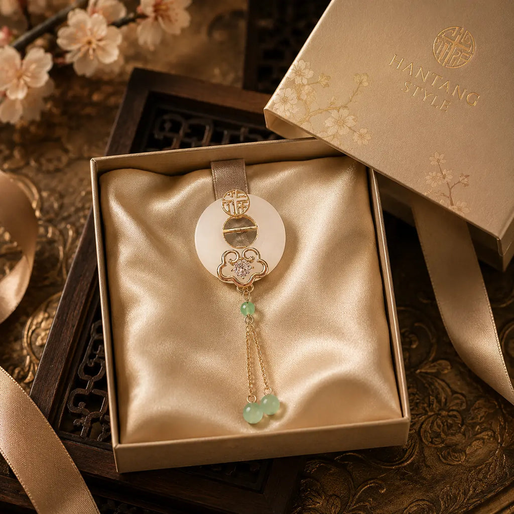 Longevity Jade Tassel Brooch