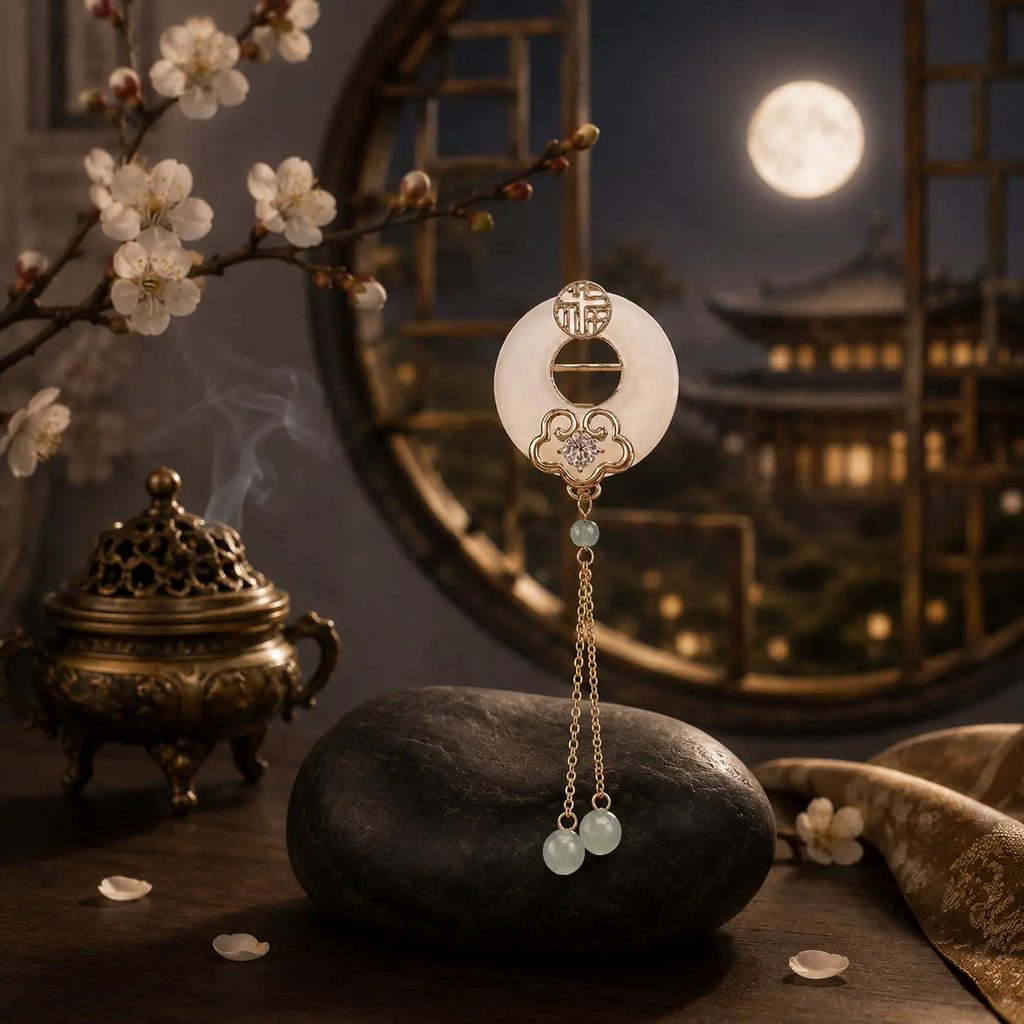 Longevity Jade Tassel Brooch