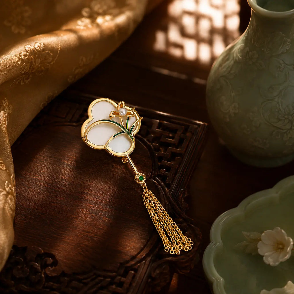 Orchid Moon Tassel Brooch