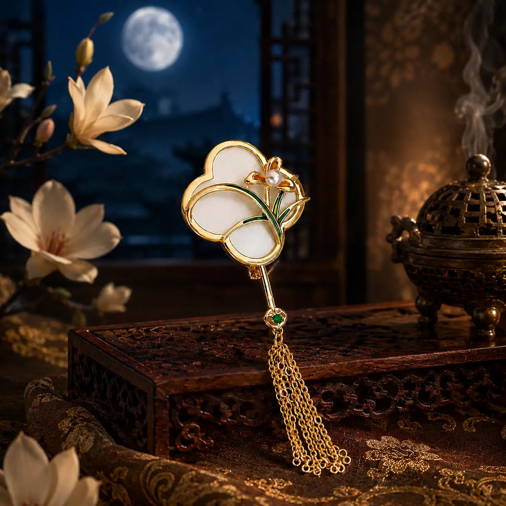 Orchid Moon Tassel Brooch