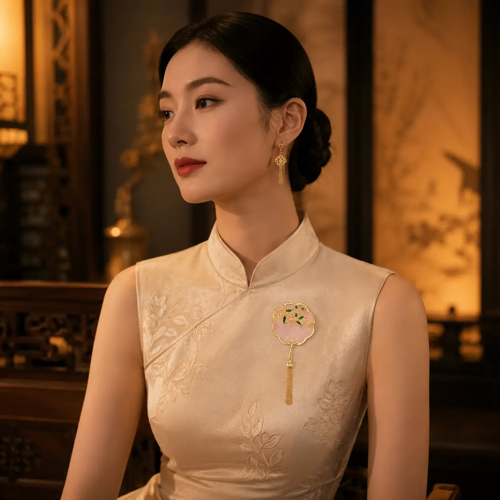 Golden Blossom Palace Tassel Brooch