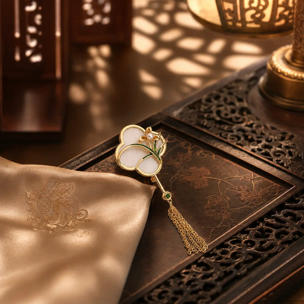 Golden Blossom Palace Tassel Brooch