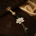 Imperial Lotus Jade Tassel Brooch