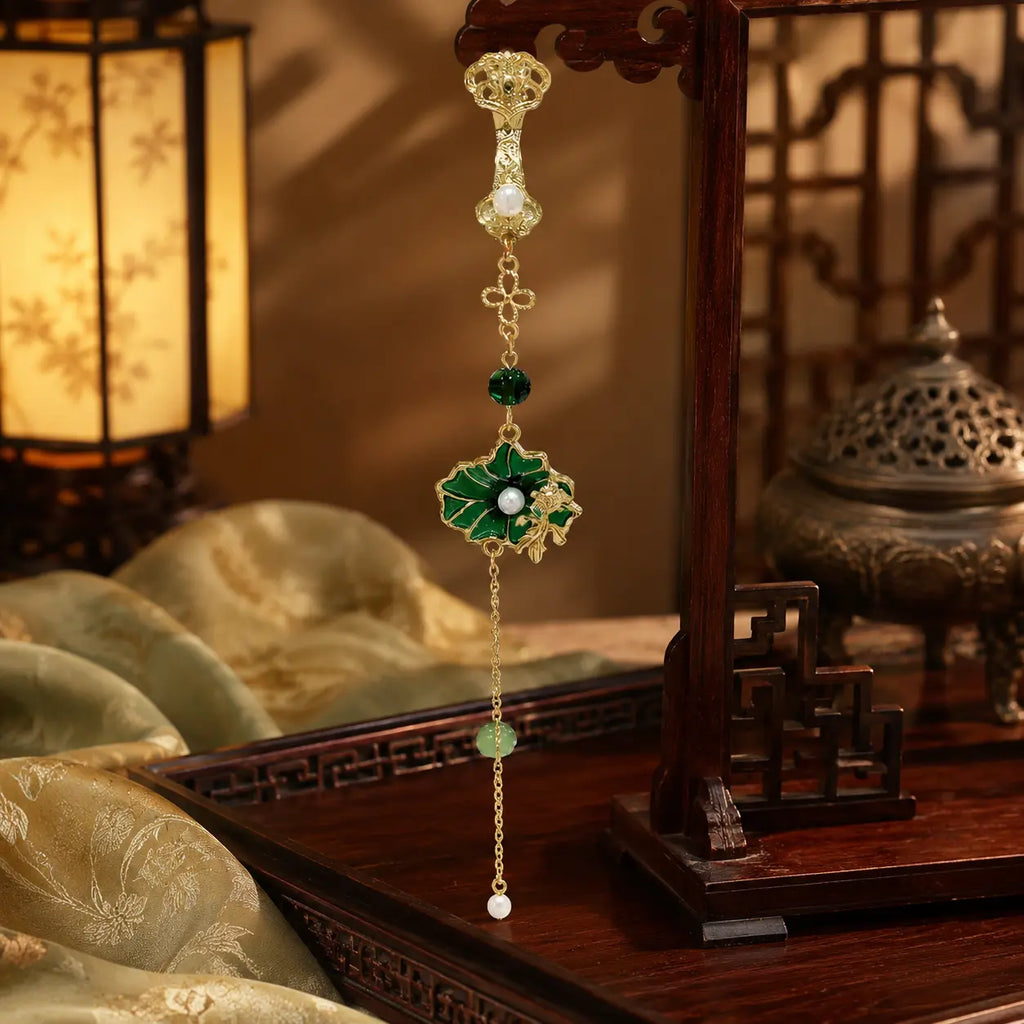 Imperial Lotus Garden Tassel Brooch