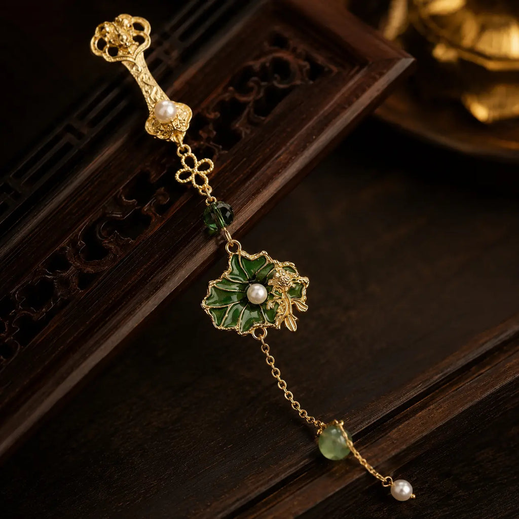 Imperial Lotus Garden Tassel Brooch