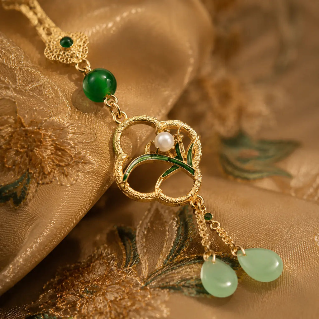 Moon Orchid Jade Tassel Hairpin