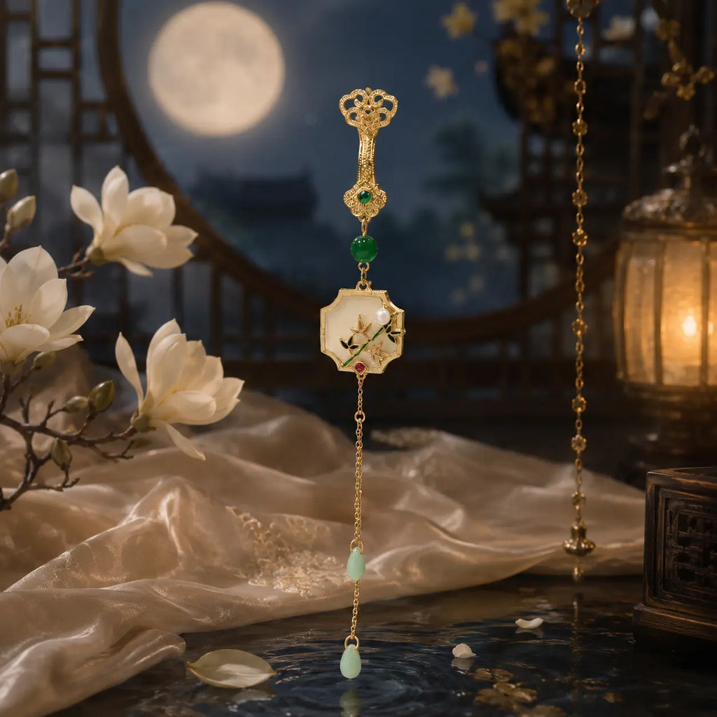 Imperial Orchid Jade Tassel Hairpin