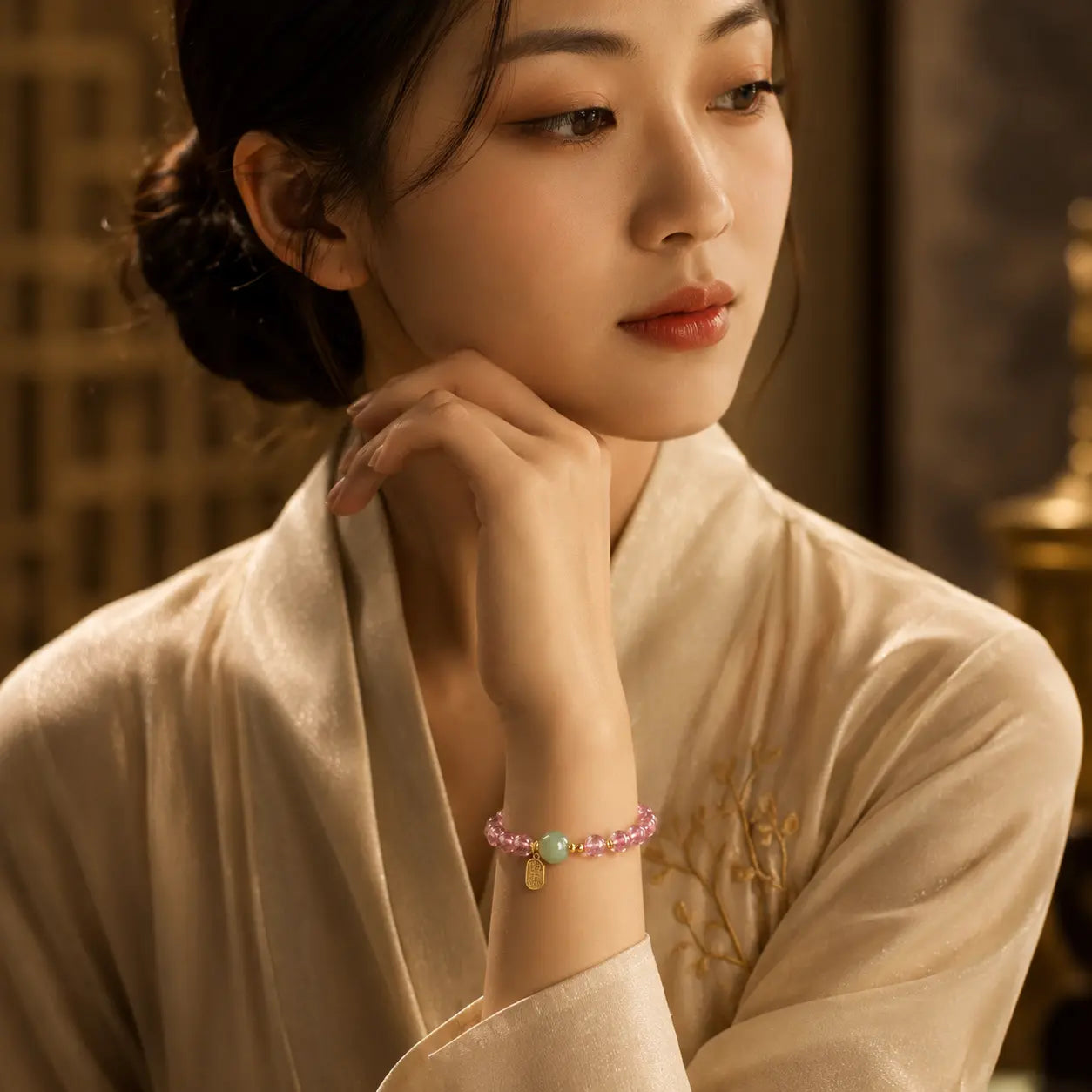 Blush Jade Fortune Bracelet