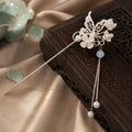 Moon Butterfly Pearl Tassel Hair Stick
