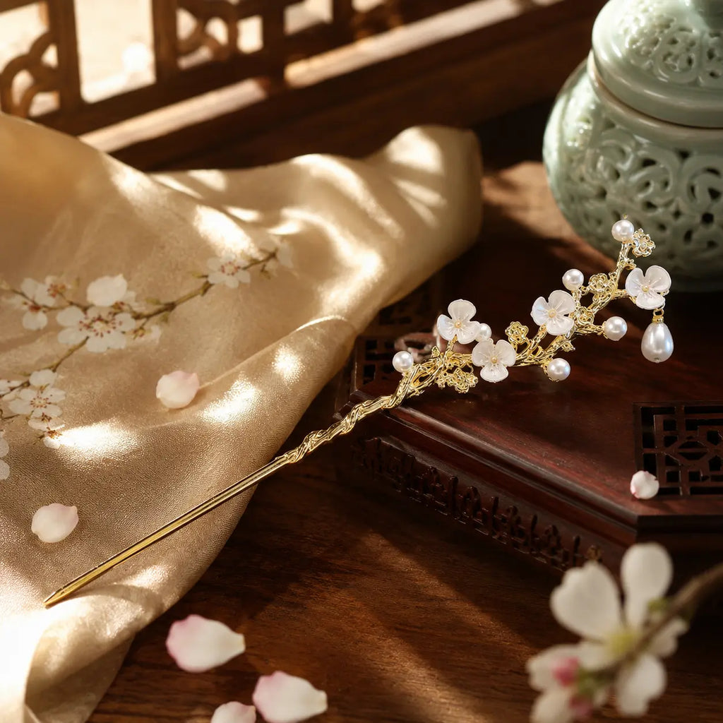 Imperial Plum Blossom Pearl Hair Stick