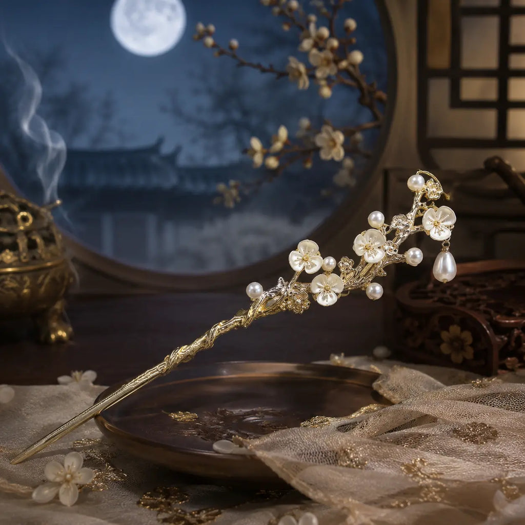 Imperial Plum Blossom Pearl Hair Stick