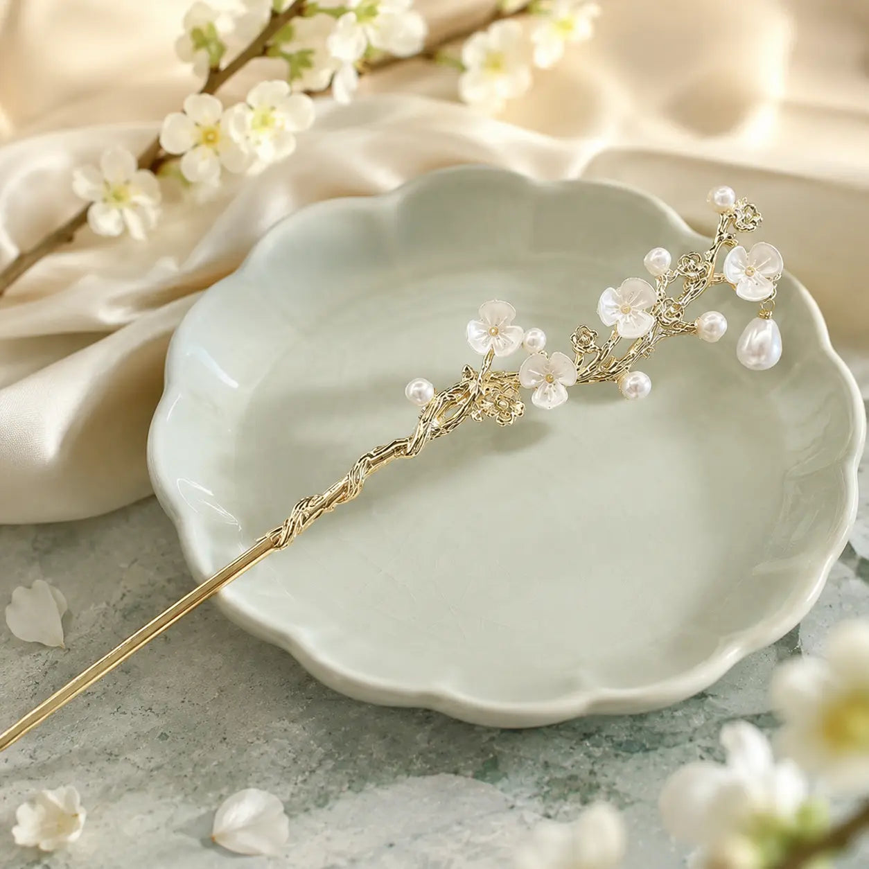 Imperial Plum Blossom Pearl Hair Stick