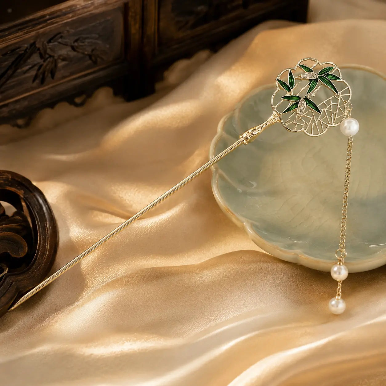 Moon Bamboo Pearl Hair Stick