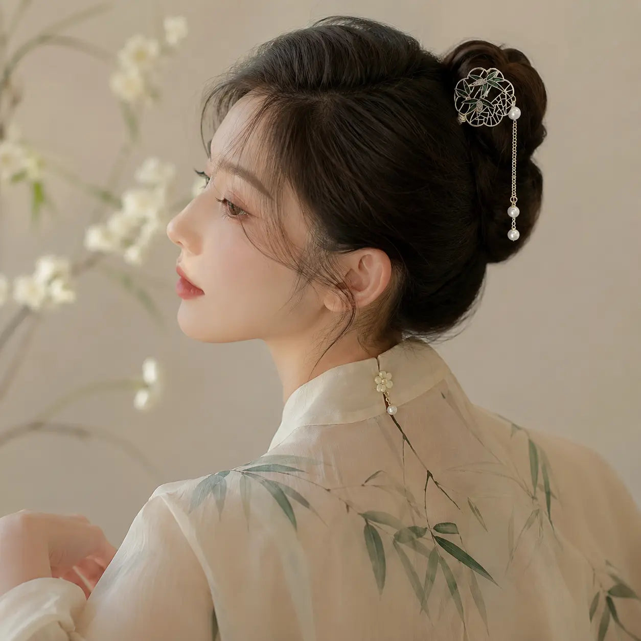 Moon Bamboo Pearl Hair Stick