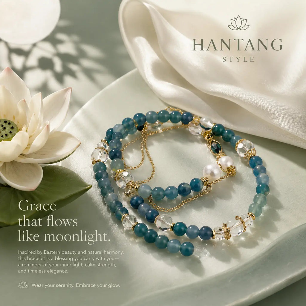 Azure Jade Pearl Charm Bracelet