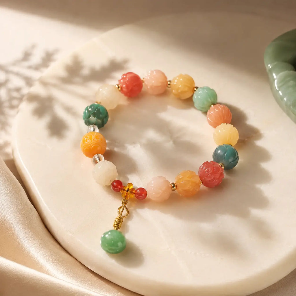 Soft Jade Bloom Charm Bracelet
