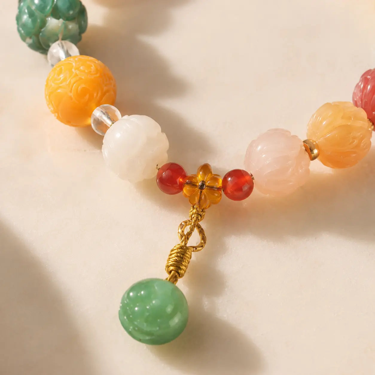 Soft Jade Bloom Charm Bracelet