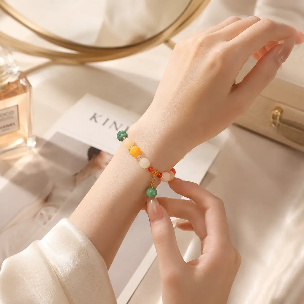 Soft Jade Bloom Charm Bracelet