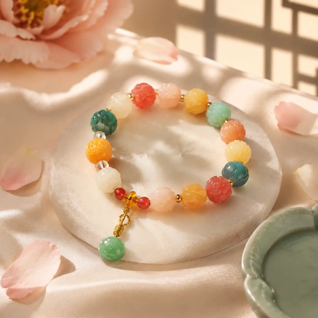 Soft Jade Bloom Charm Bracelet