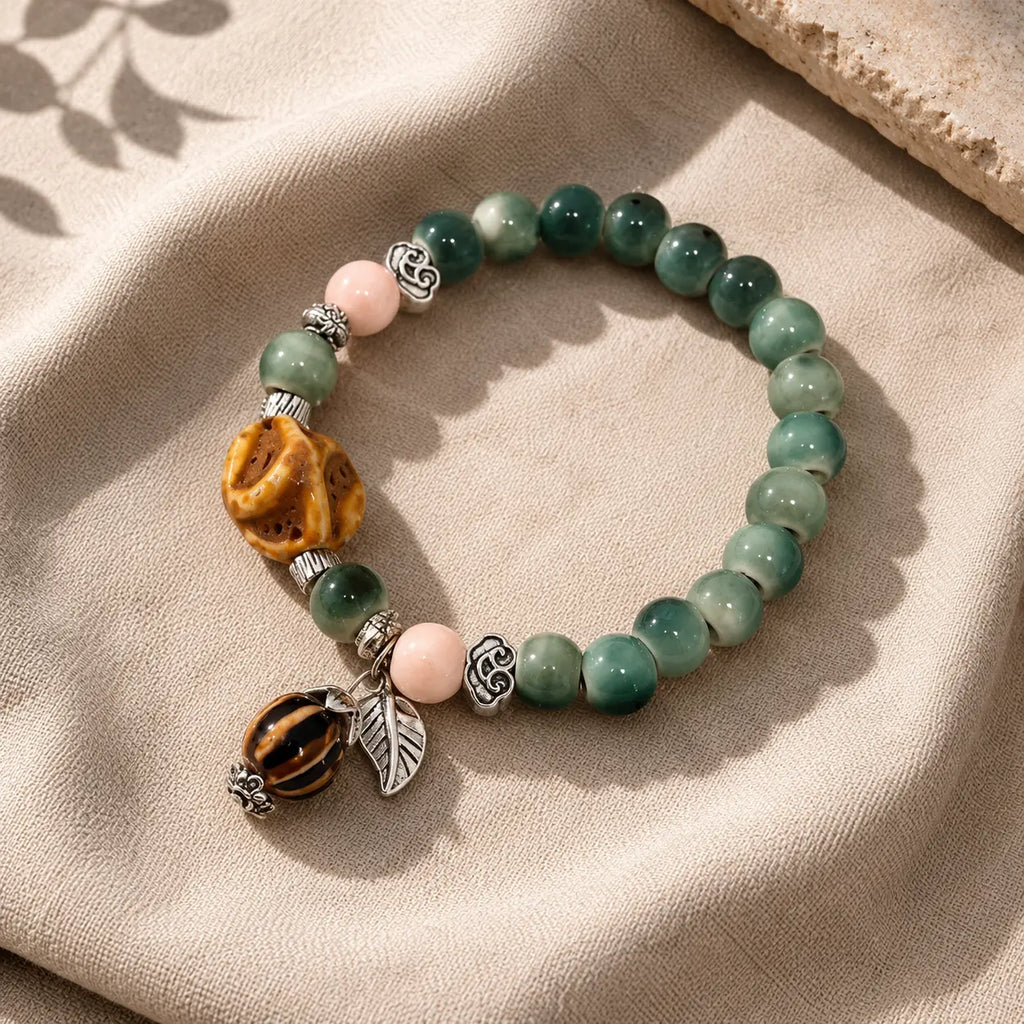 Jade Green Ceramic Charm Bracelet