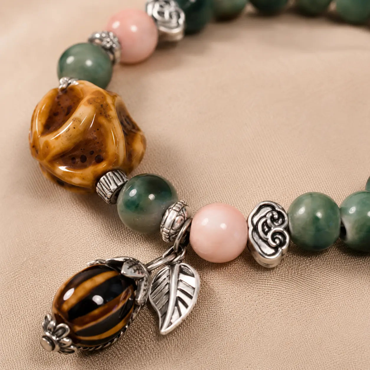 Jade Green Ceramic Charm Bracelet