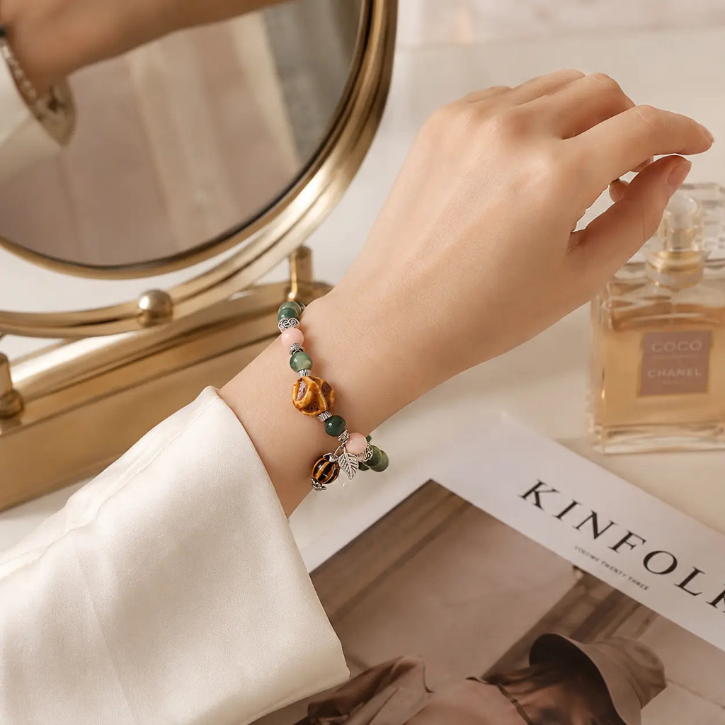Jade Green Ceramic Charm Bracelet