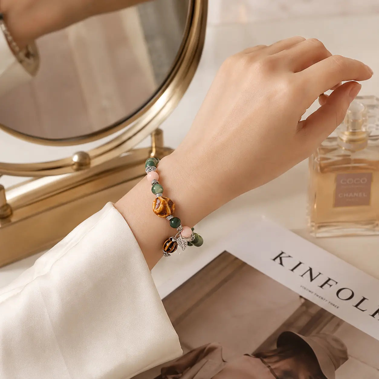 Jade Green Ceramic Charm Bracelet