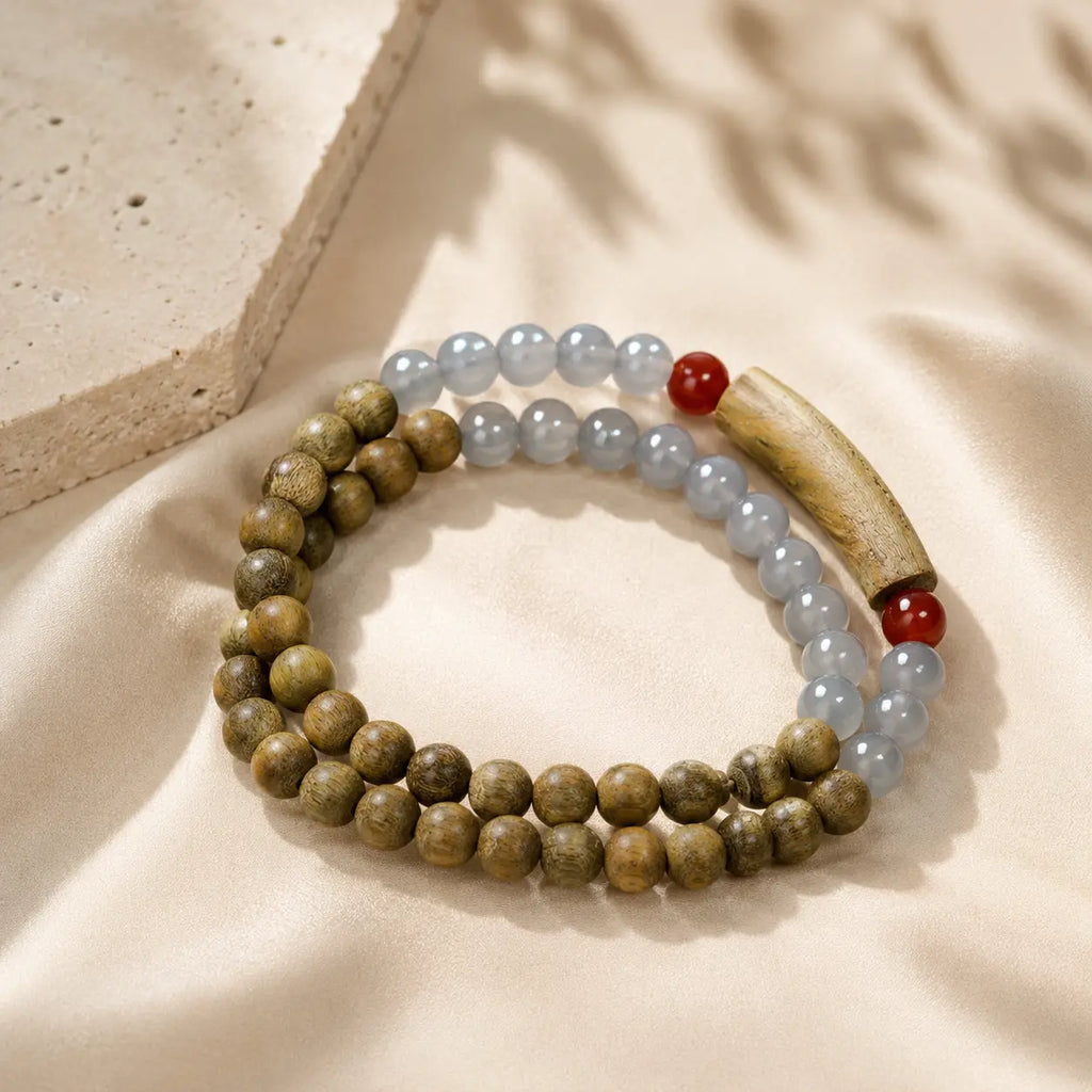 Green Sandalwood Chalcedony Wrap Bracelet