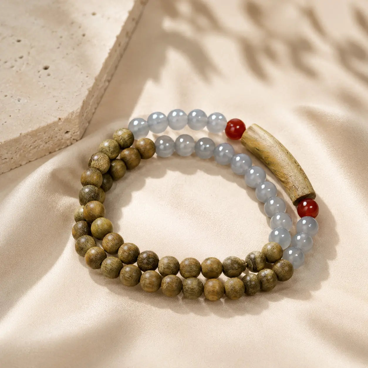 Green Sandalwood Chalcedony Wrap Bracelet