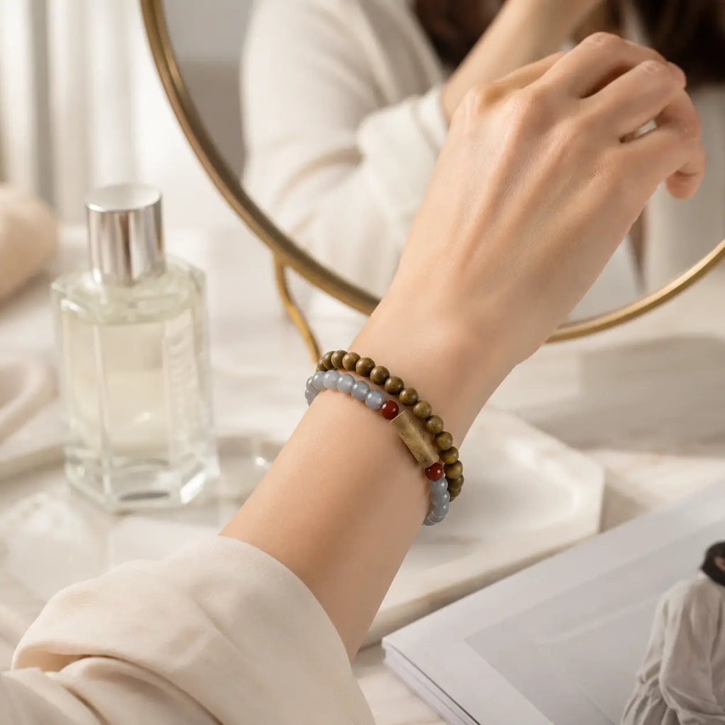 Green Sandalwood Chalcedony Wrap Bracelet