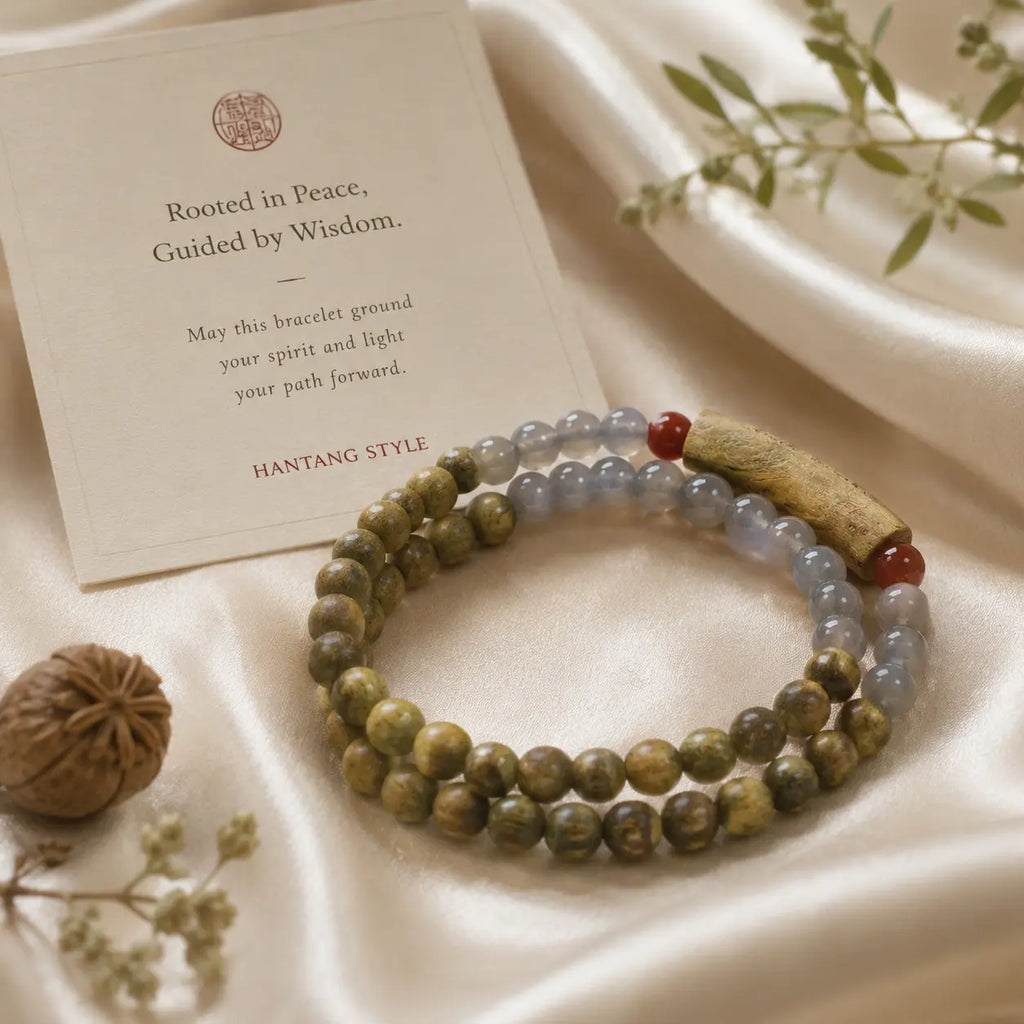 Green Sandalwood Chalcedony Wrap Bracelet