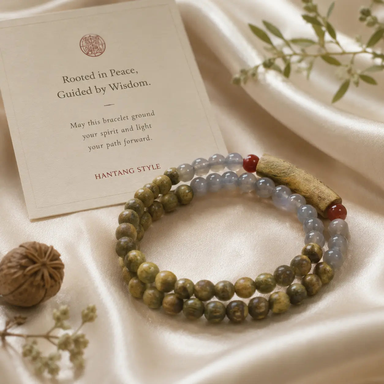 Green Sandalwood Chalcedony Wrap Bracelet