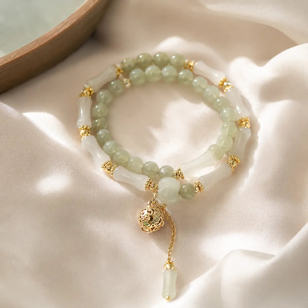 Celadon Jade-Tone Tassel Bracelet